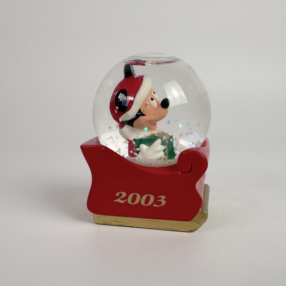 2003 Disney Mickey Sled‎ Santa Mini Snow Globe JcPenney VTG Vintage Christmas